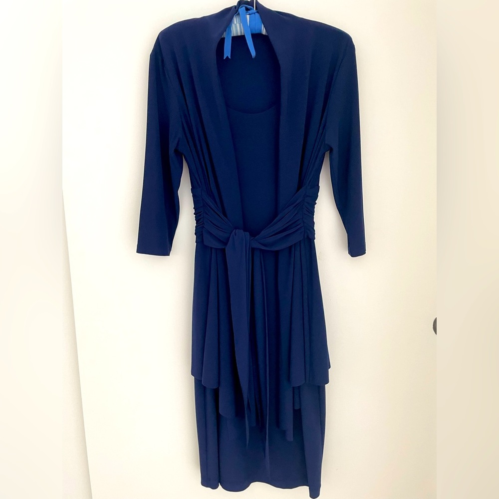 JONES NEW YORK Women's Navy Attached Jacket Party Cocktail Sheath Dress Size 8